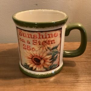 Cracker Barrel Green and White Sunshine Mug